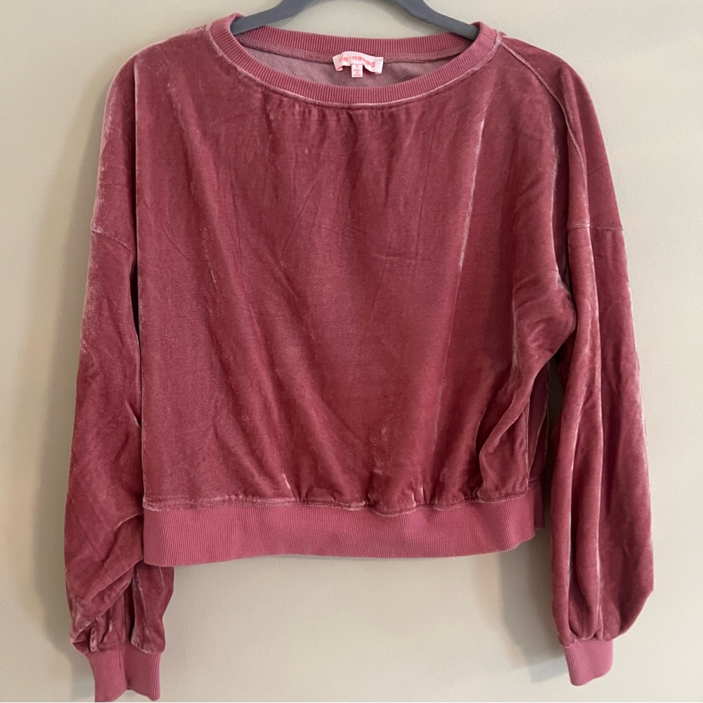 Rose colored velour crewneck